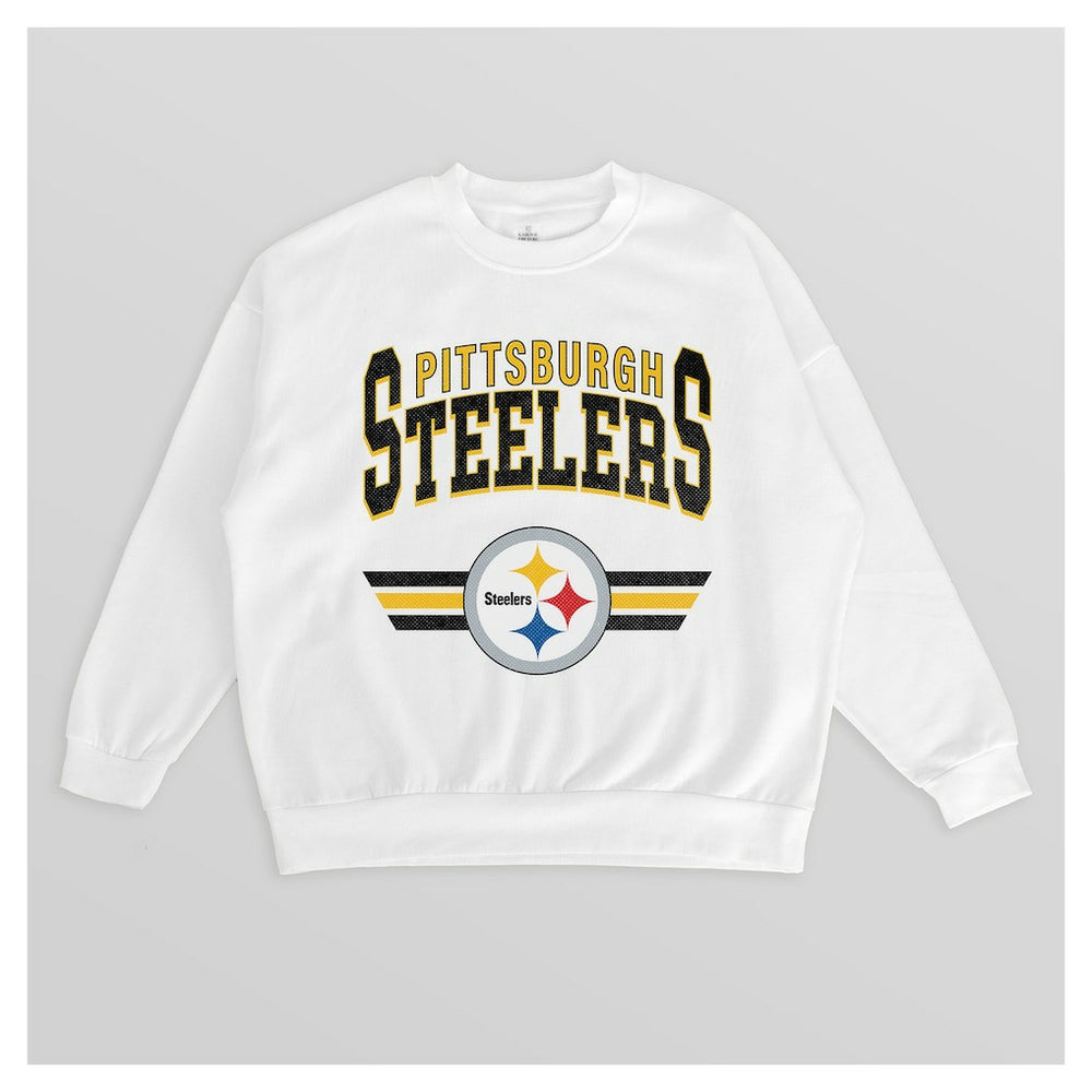 Pittsburgh Steelers Gameday Couture Women's Swift Strike Premium Oversized Fleece Pullover Sweatshirt - White - NFL