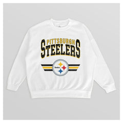 Pittsburgh Steelers Gameday Couture Women's Swift Strike Premium Oversized Fleece Pullover Sweatshirt - White - NFL