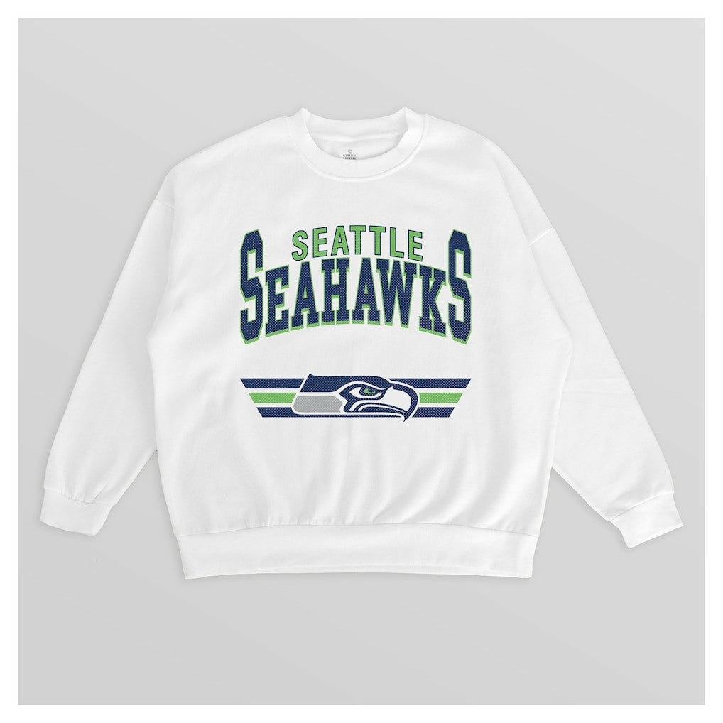 Seattle Seahawks Gameday Couture Women's Swift Strike Premium Oversized Fleece Pullover Sweatshirt - White - NFL