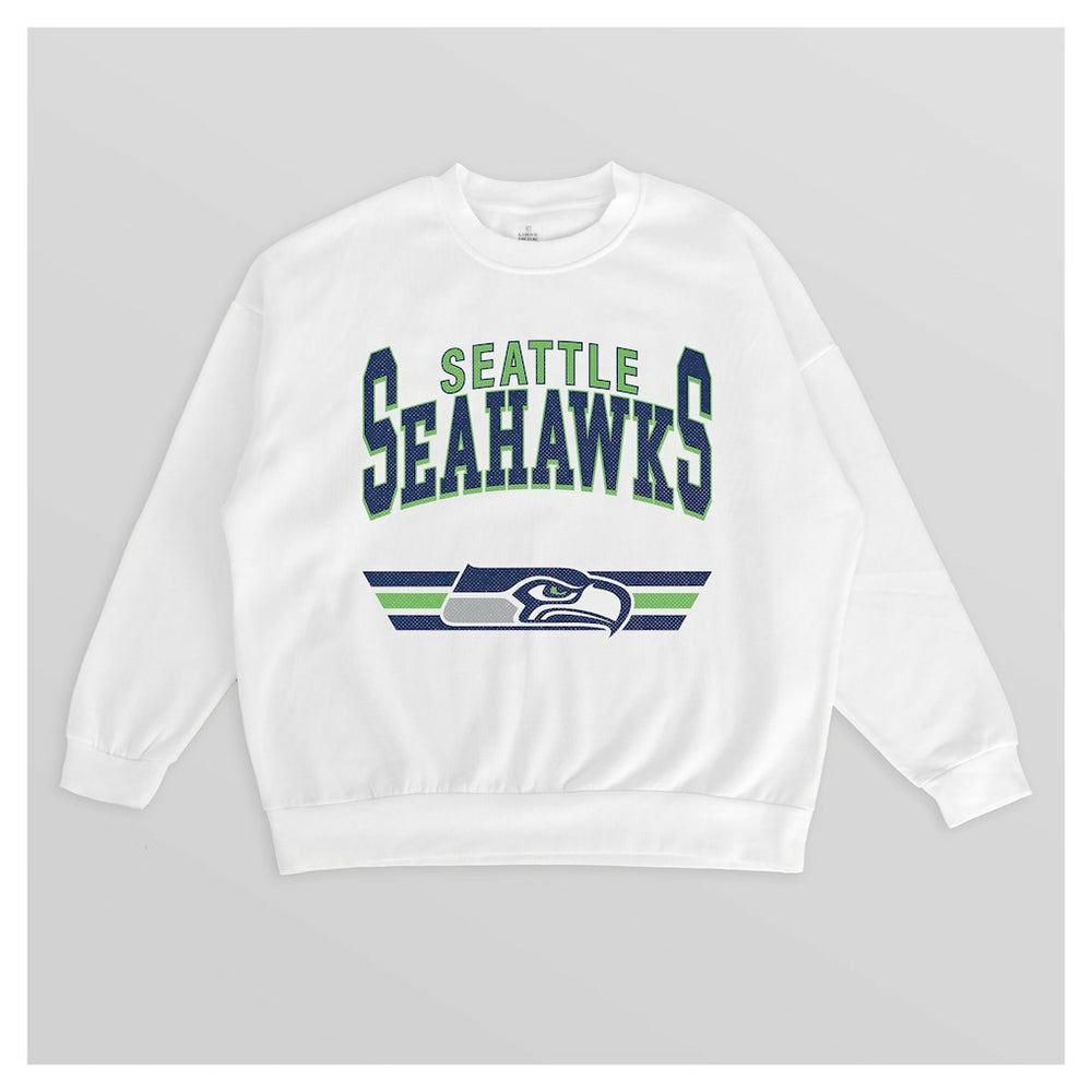 Seattle Seahawks Gameday Couture Women's Swift Strike Premium Oversized Fleece Pullover Sweatshirt - White - NFL