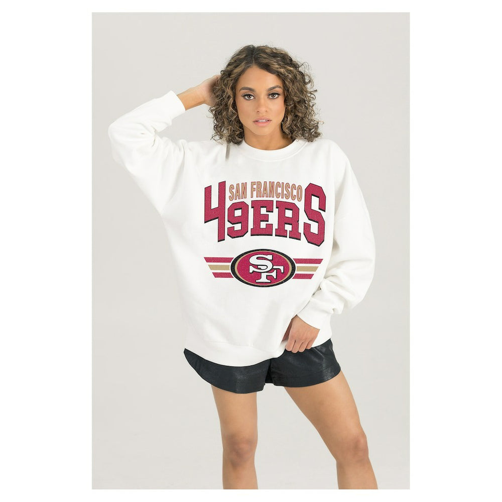 San Francisco 49ers Gameday Couture Women's Swift Strike Premium Oversized Fleece Pullover Sweatshirt - White - NFL