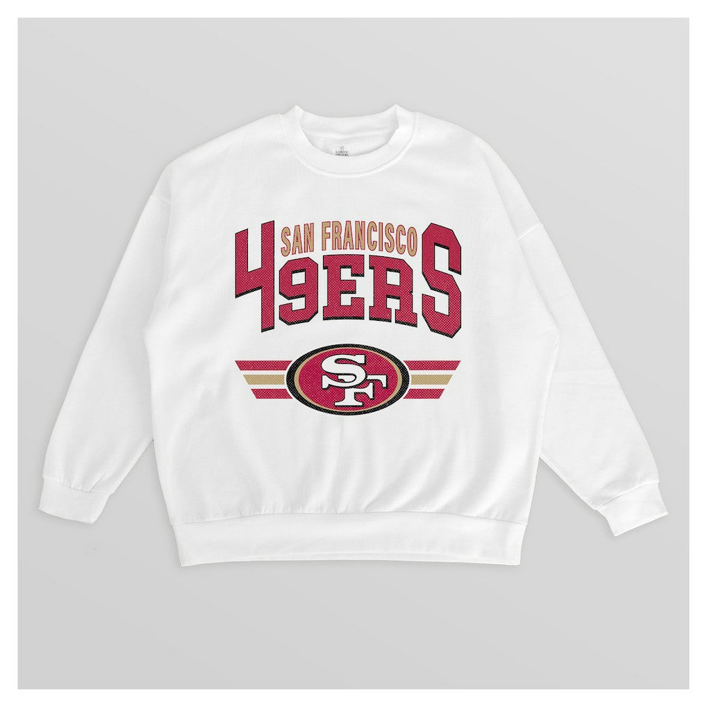 San Francisco 49ers Gameday Couture Women's Swift Strike Premium Oversized Fleece Pullover Sweatshirt - White - NFL
