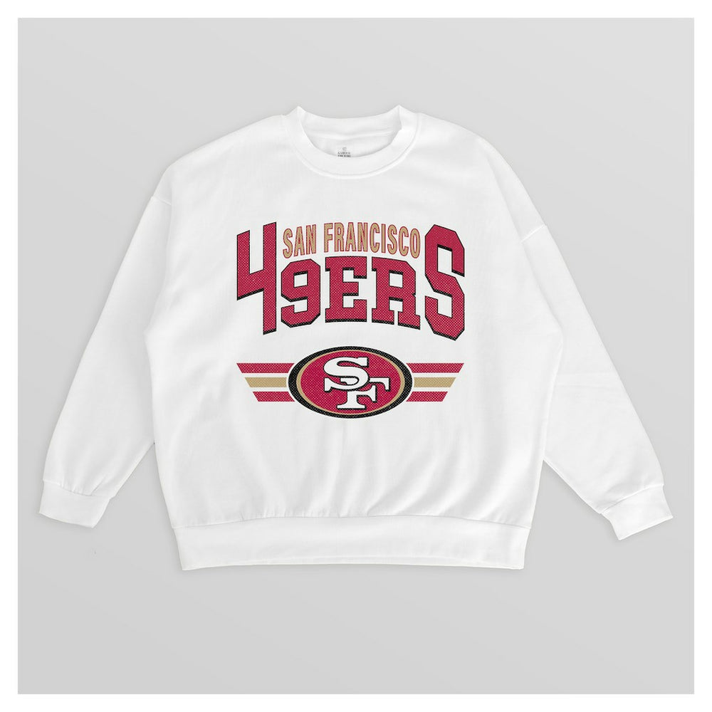 San Francisco 49ers Gameday Couture Women's Swift Strike Premium Oversized Fleece Pullover Sweatshirt - White - NFL