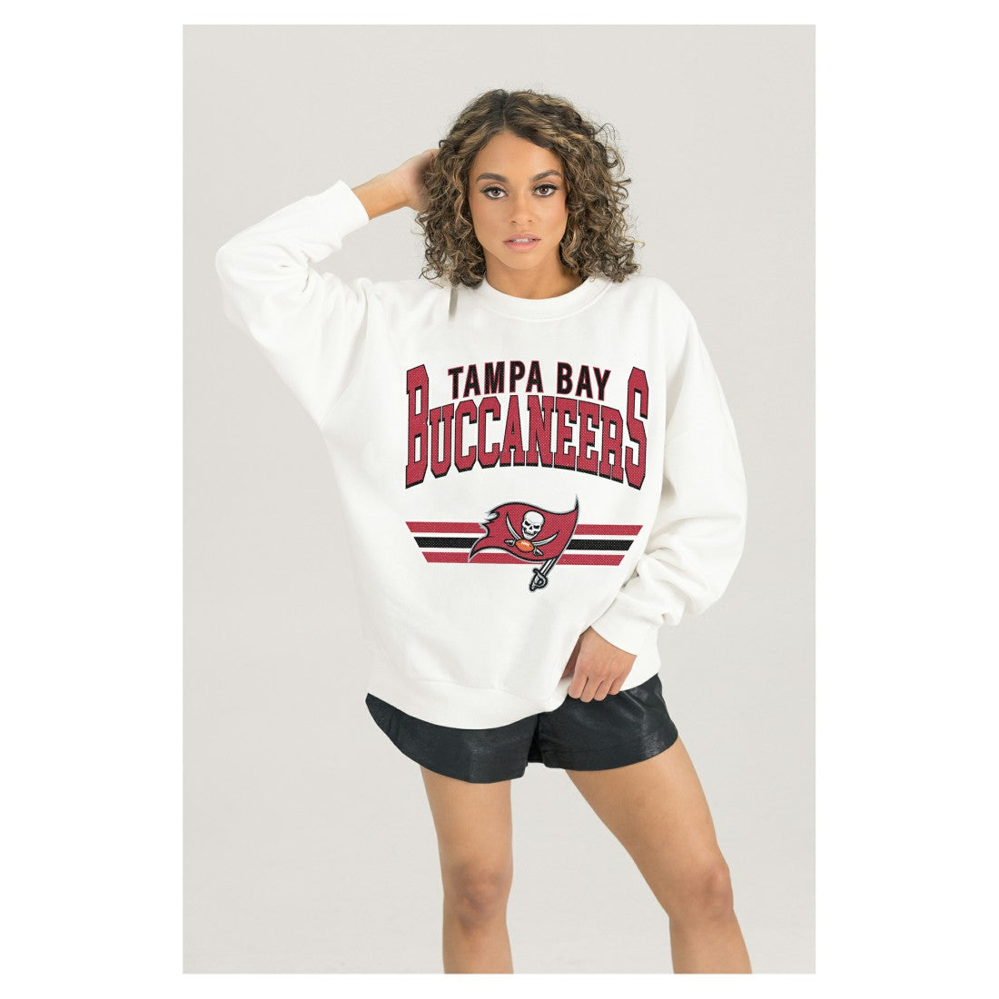 Tampa Bay Buccaneers Gameday Couture Women's Swift Strike Premium Oversized Fleece Pullover Sweatshirt - White - NFL