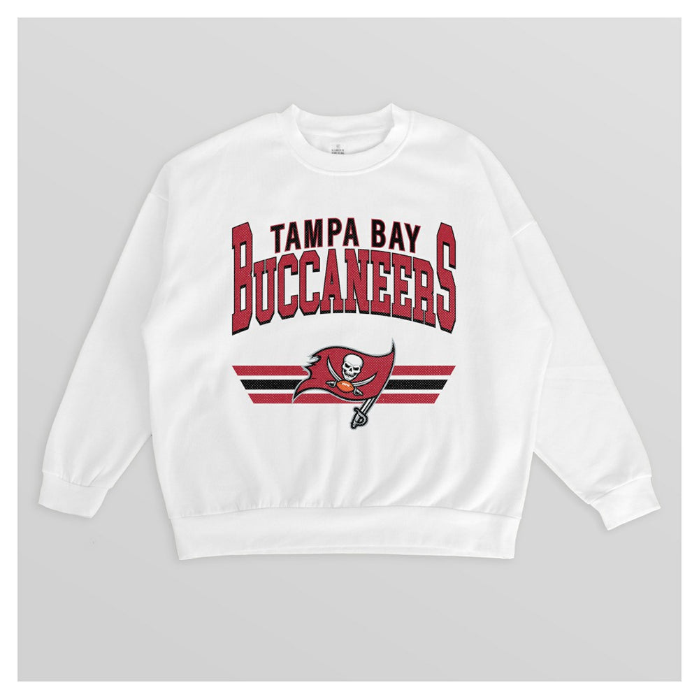 Tampa Bay Buccaneers Gameday Couture Women's Swift Strike Premium Oversized Fleece Pullover Sweatshirt - White - NFL