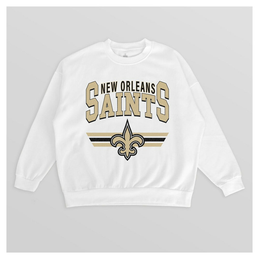 New Orleans Saints Gameday Couture Women's Swift Strike Premium Oversized Fleece Pullover Sweatshirt - White - NFL