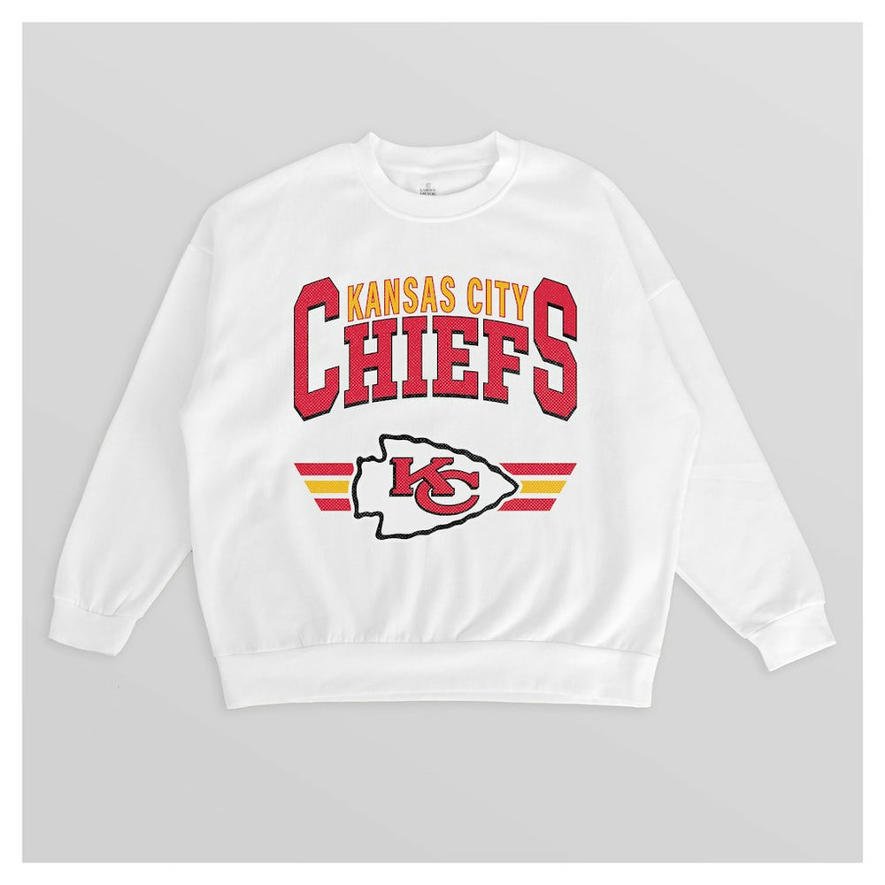 Kansas City Chiefs Gameday Couture Women's Swift Strike Premium Oversized Fleece Pullover Sweatshirt - White - NFL