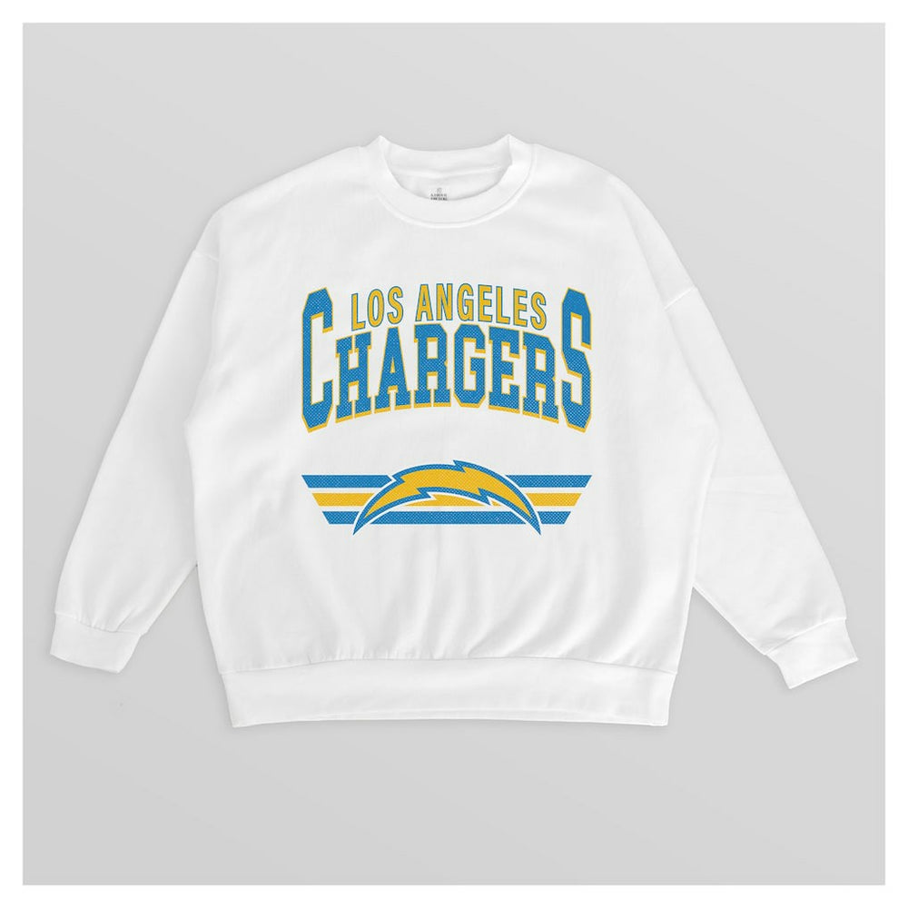 Los Angeles Chargers Gameday Couture Women's Swift Strike Premium Oversized Fleece Pullover Sweatshirt - White - NFL
