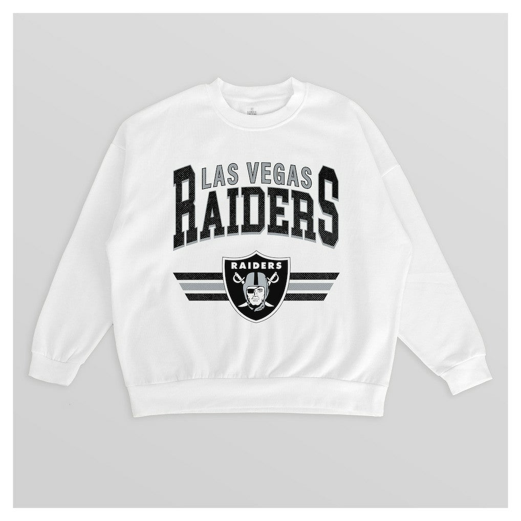 Las Vegas Raiders Gameday Couture Women's Swift Strike Premium Oversized Fleece Pullover Sweatshirt - White - NFL