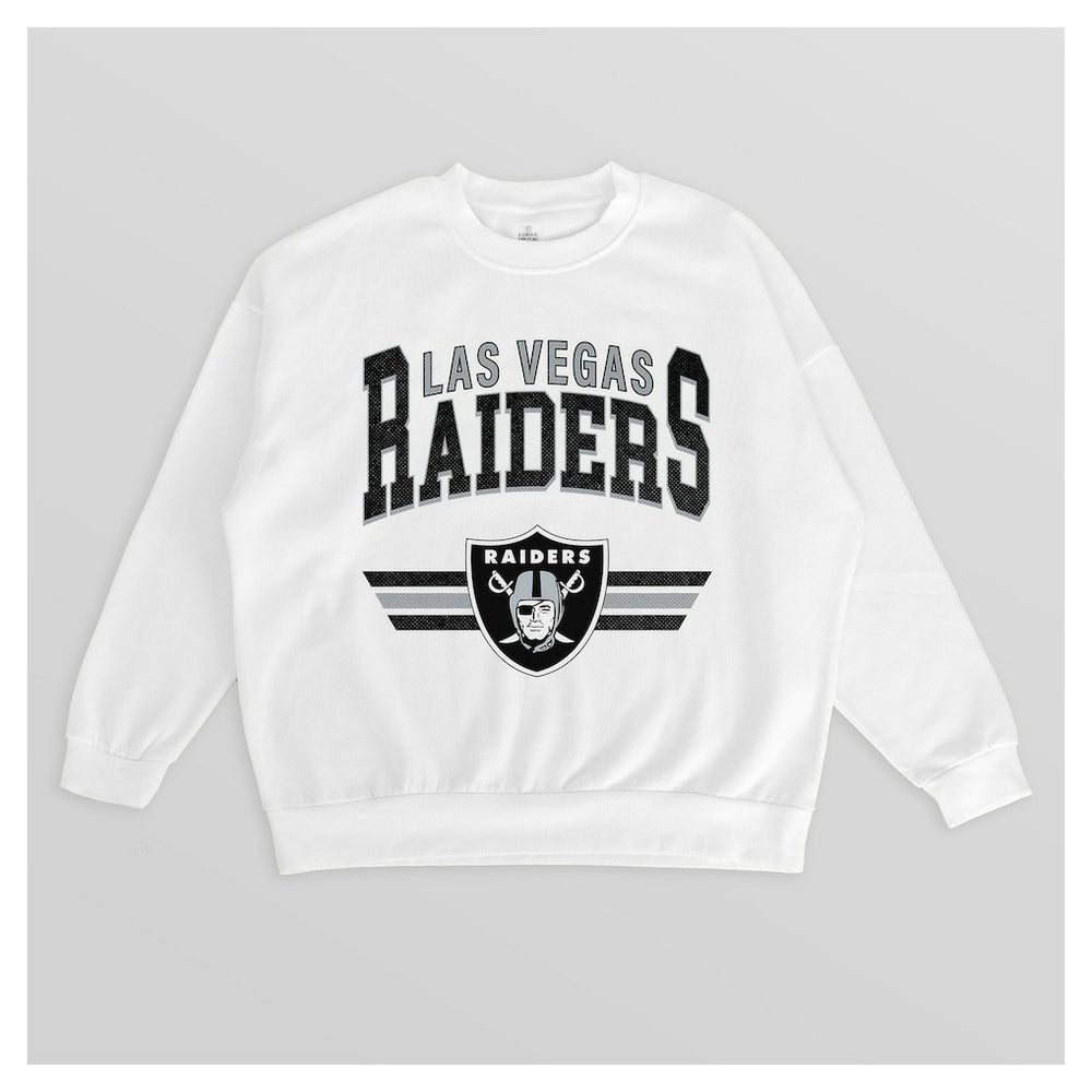 Las Vegas Raiders Gameday Couture Women's Swift Strike Premium Oversized Fleece Pullover Sweatshirt - White - NFL
