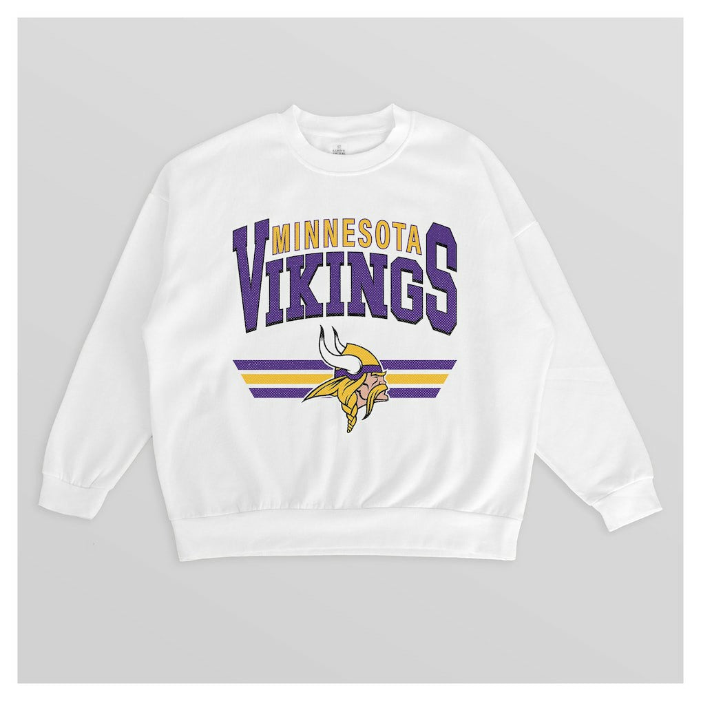 Minnesota Vikings Gameday Couture Women's Swift Strike Premium Oversized Fleece Pullover Sweatshirt - White - NFL