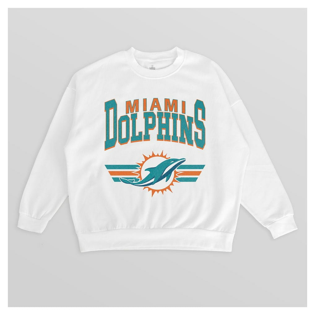 Miami Dolphins Gameday Couture Women's Swift Strike Premium Oversized Fleece Pullover Sweatshirt - White - NFL