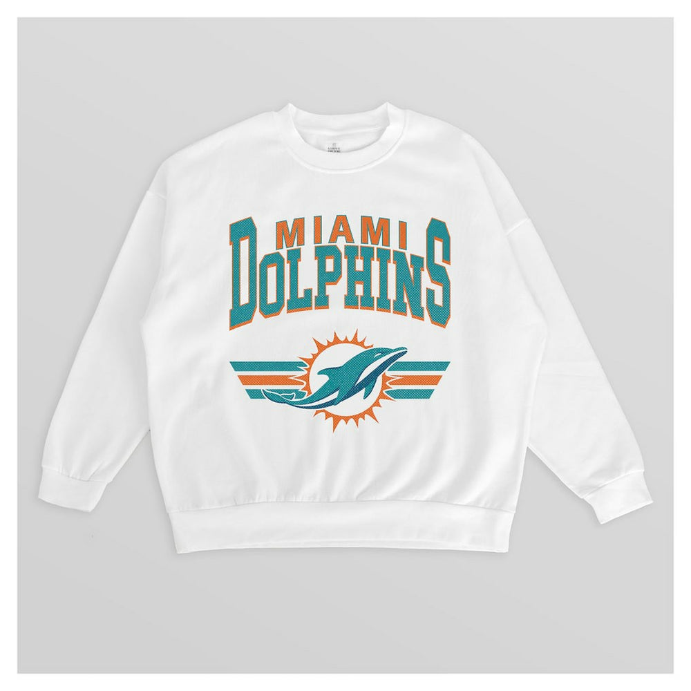 Miami Dolphins Gameday Couture Women's Swift Strike Premium Oversized Fleece Pullover Sweatshirt - White - NFL