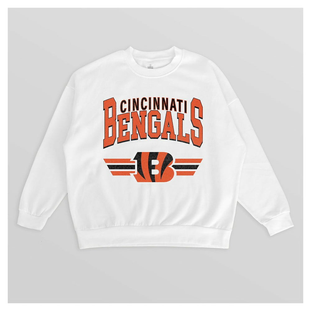 Cincinnati Bengals Gameday Couture Women's Swift Strike Premium Oversized Fleece Pullover Sweatshirt - White - NFL