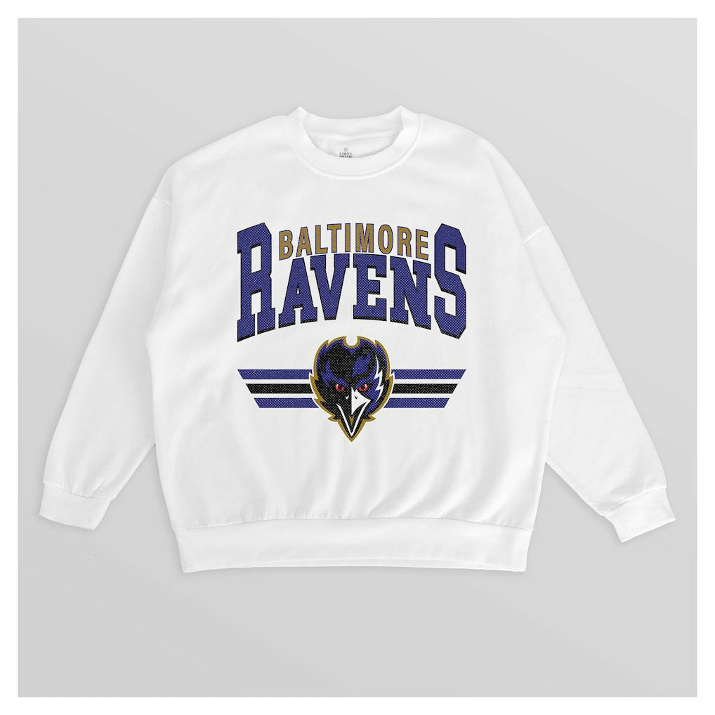 Baltimore Ravens Gameday Couture Women's Swift Strike Premium Oversized Fleece Pullover Sweatshirt - White - NFL