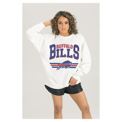 Buffalo Bills Gameday Couture Women's Swift Strike Premium Oversized Fleece Pullover Sweatshirt - White - NFL