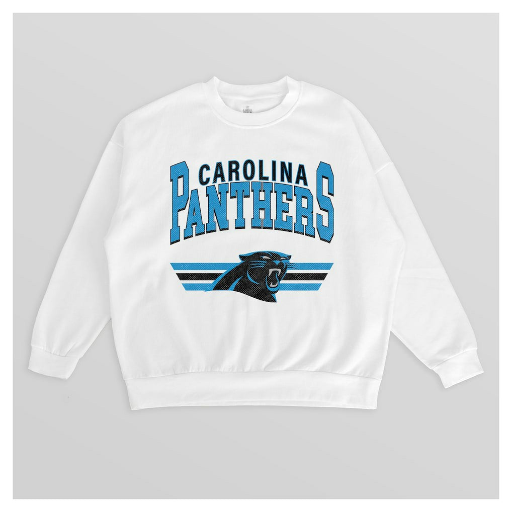 Carolina Panthers Gameday Couture Women's Swift Strike Premium Oversized Fleece Pullover Sweatshirt - White - NFL