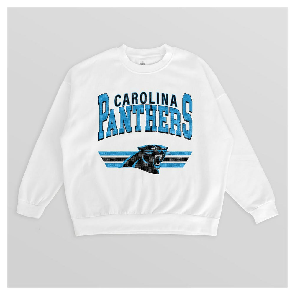 Carolina Panthers Gameday Couture Women's Swift Strike Premium Oversized Fleece Pullover Sweatshirt - White - NFL