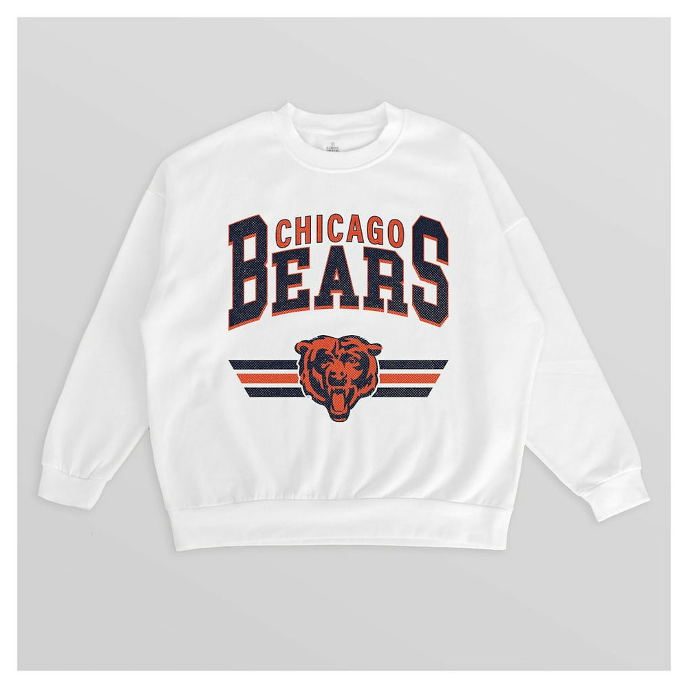 Chicago Bears Gameday Couture Women's Swift Strike Premium Oversized Fleece Pullover Sweatshirt - White - NFL