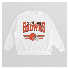 Cleveland Browns Gameday Couture Women's Swift Strike Premium Oversized Fleece Pullover Sweatshirt - White - NFL
