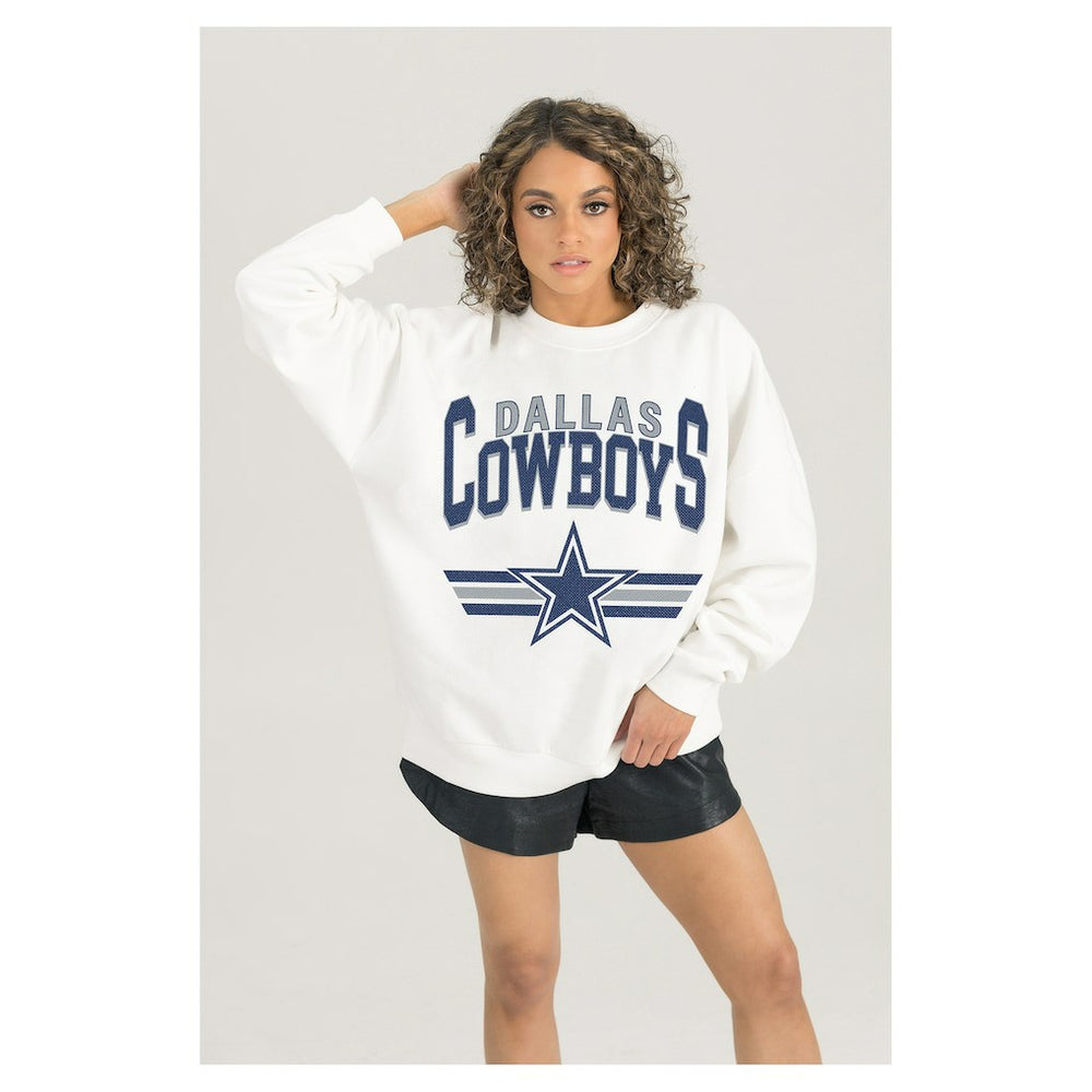 Dallas Cowboys Gameday Couture Women's Swift Strike Premium Oversized Fleece Pullover Sweatshirt - White - NFL
