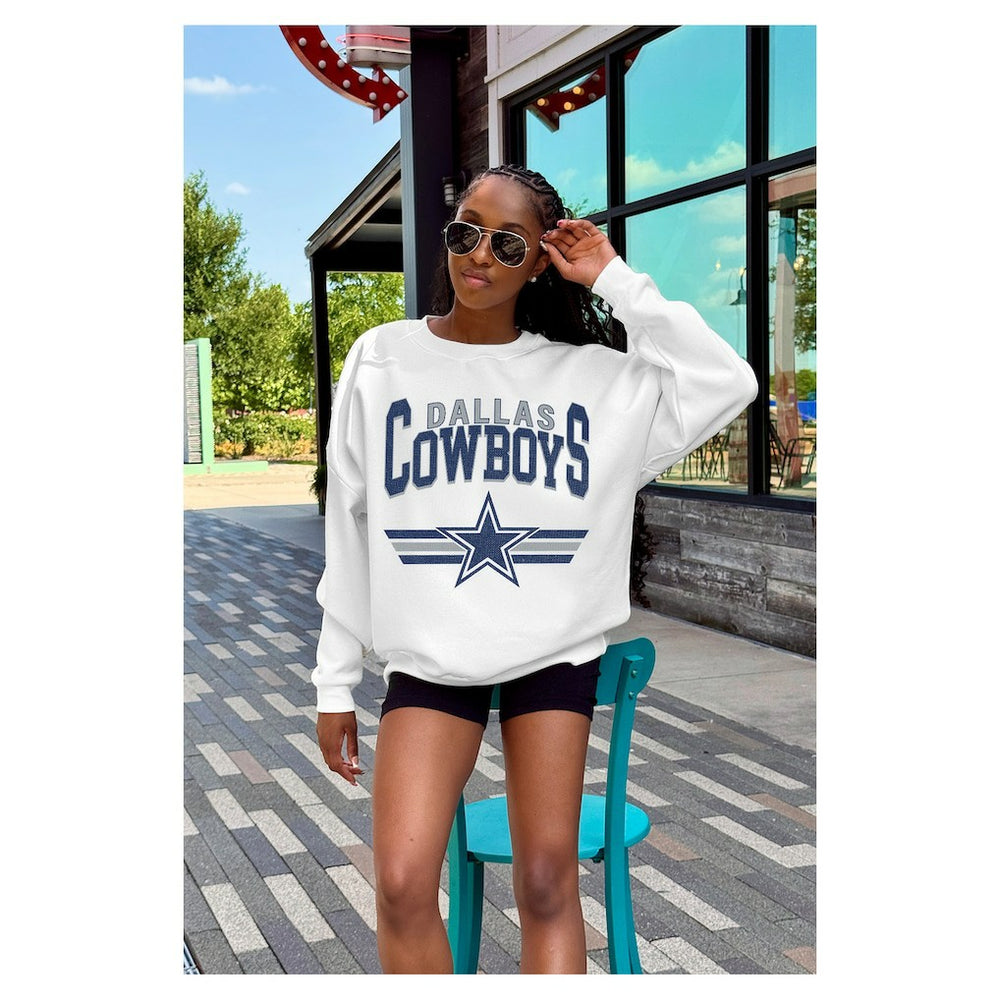 Dallas Cowboys Gameday Couture Women's Swift Strike Premium Oversized Fleece Pullover Sweatshirt - White - NFL