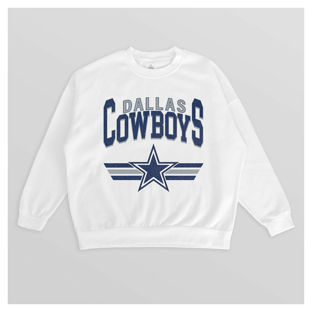 Dallas Cowboys Gameday Couture Women's Swift Strike Premium Oversized Fleece Pullover Sweatshirt - White - NFL
