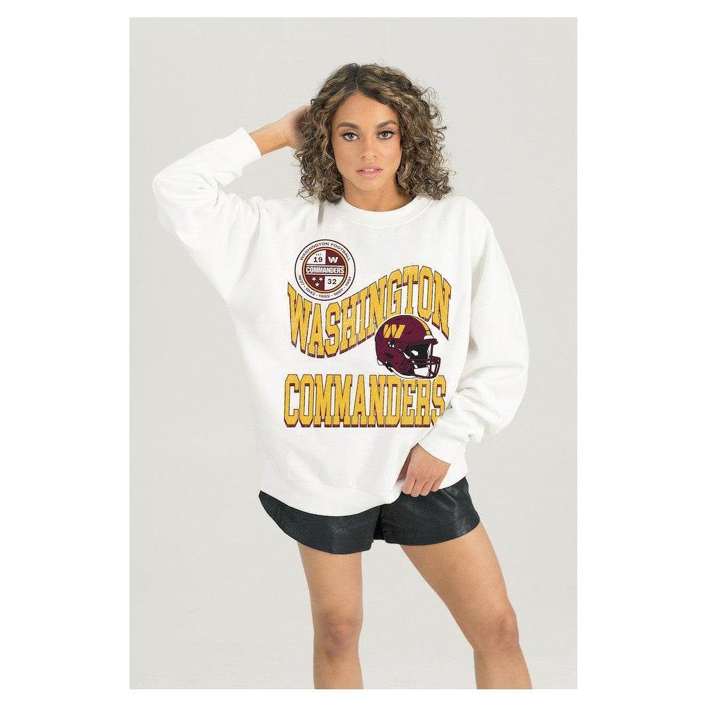 Washington Commanders Gameday Couture Women's Oversized Hard Earned Premium Fleece Pullover Sweatshirt - White - NFL