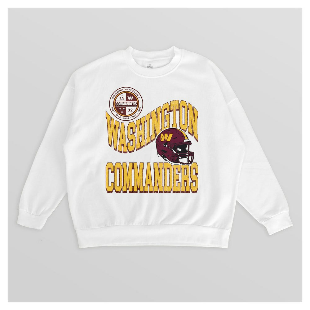 Washington Commanders Gameday Couture Women's Oversized Hard Earned Premium Fleece Pullover Sweatshirt - White - NFL