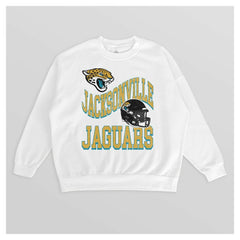 Jacksonville Jaguars Gameday Couture Women's Oversized Hard Earned Premium Fleece Pullover Sweatshirt - White - NFL