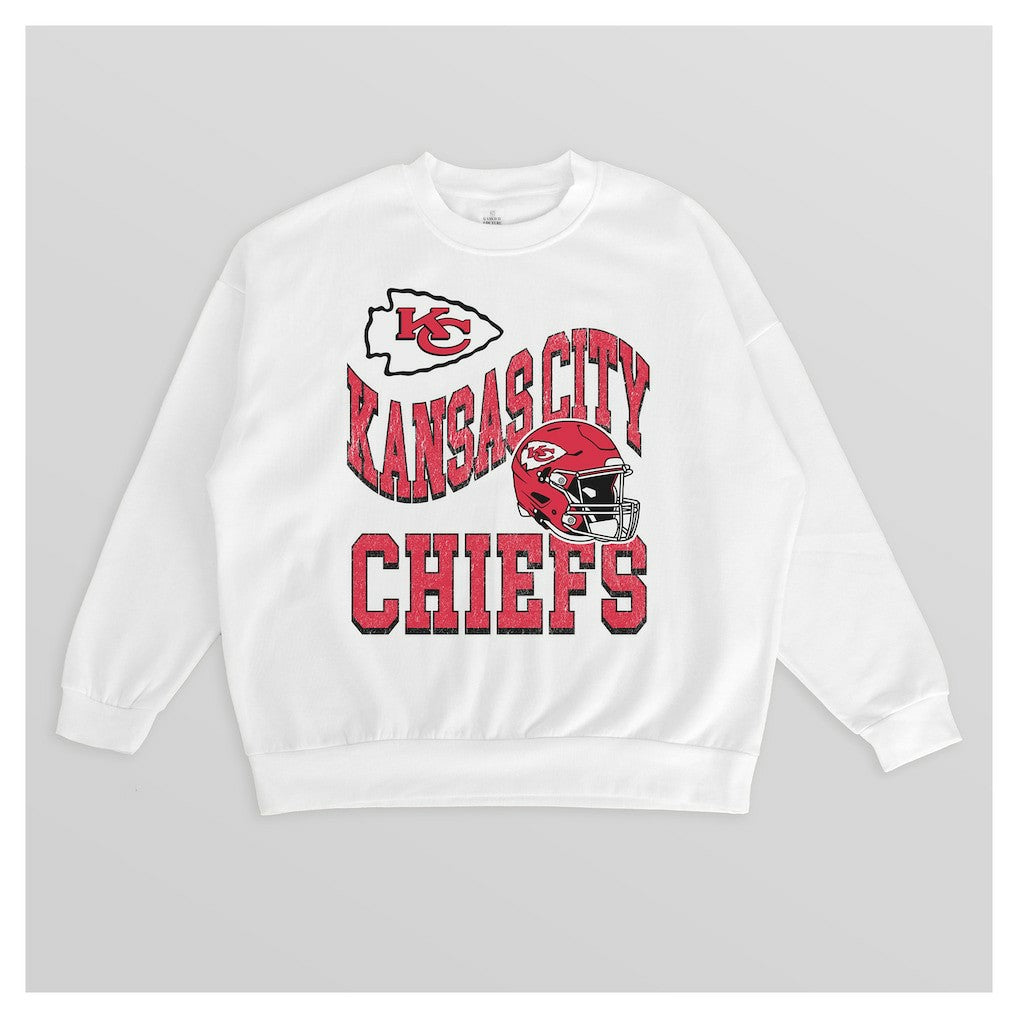 Kansas City Chiefs Gameday Couture Women's Oversized Hard Earned Premium Fleece Pullover Sweatshirt - White - NFL
