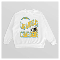 Los Angeles Chargers Gameday Couture Women's Oversized Hard Earned Premium Fleece Pullover Sweatshirt - White - NFL