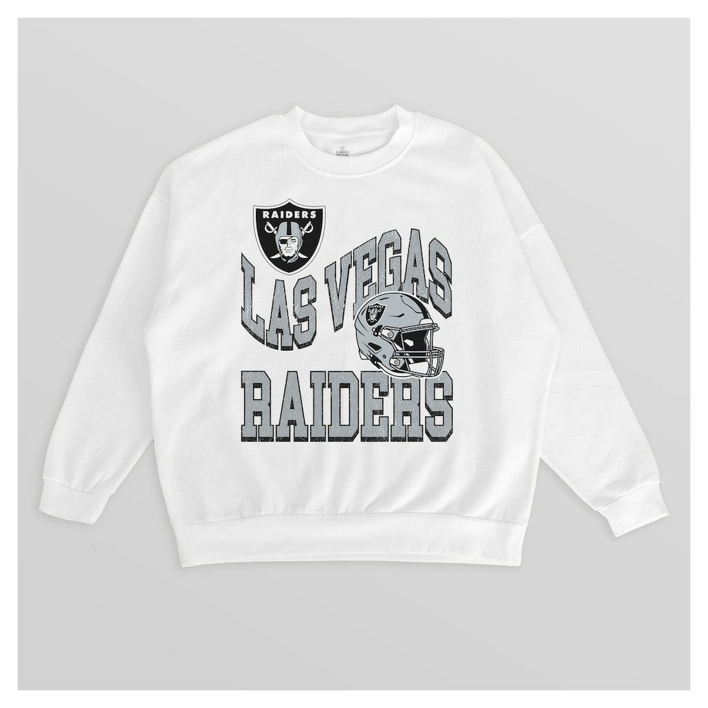 Las Vegas Raiders Gameday Couture Women's Oversized Hard Earned Premium Fleece Pullover Sweatshirt - White - NFL