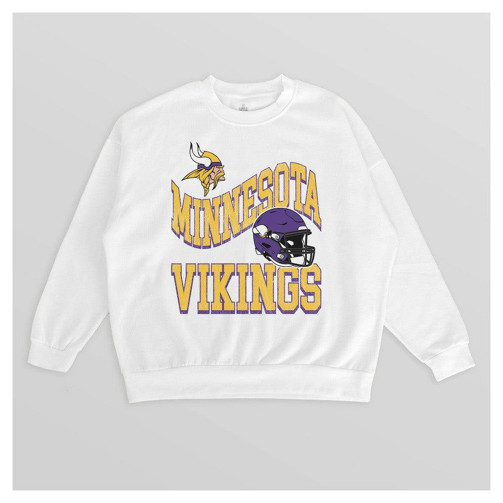 Minnesota Vikings Gameday Couture Women's Oversized Hard Earned Premium Fleece Pullover Sweatshirt - White - NFL
