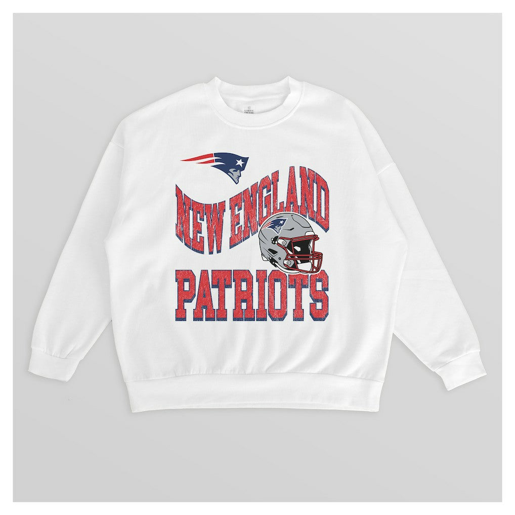 New England Patriots Gameday Couture Women's Oversized Hard Earned Premium Fleece Pullover Sweatshirt - White - NFL