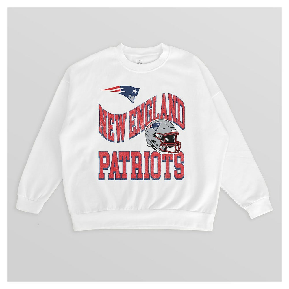New England Patriots Gameday Couture Women's Oversized Hard Earned Premium Fleece Pullover Sweatshirt - White - NFL