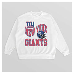 New York Giants Gameday Couture Women's Oversized Hard Earned Premium Fleece Pullover Sweatshirt - White - NFL