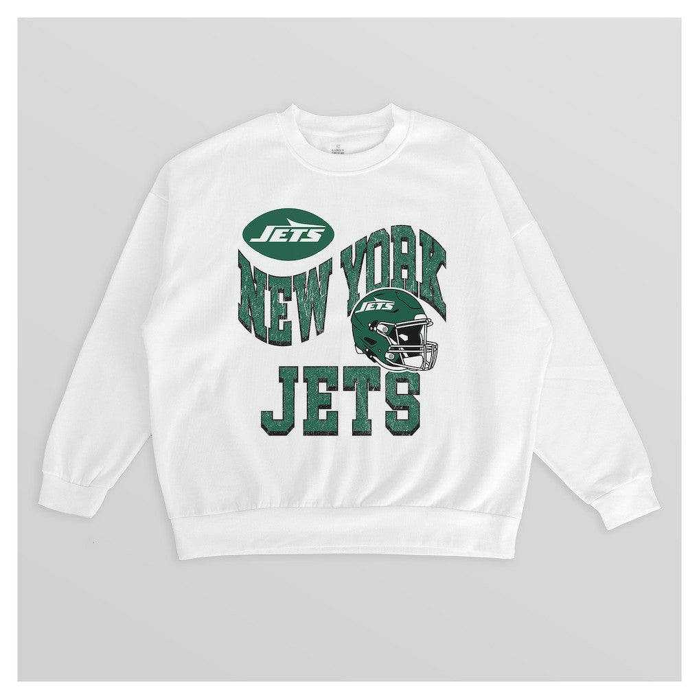 New York Jets Gameday Couture Women's Oversized Hard Earned Premium Fleece Pullover Sweatshirt - White - NFL