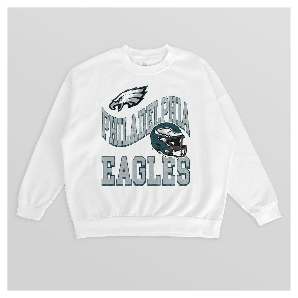 Philadelphia Eagles Gameday Couture Women's Oversized Hard Earned Premium Fleece Pullover Sweatshirt - White - NFL