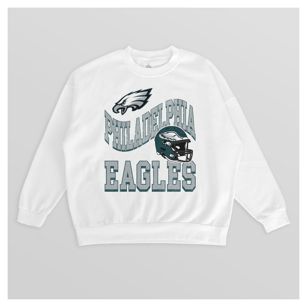 Philadelphia Eagles Gameday Couture Women's Oversized Hard Earned Premium Fleece Pullover Sweatshirt - White - NFL