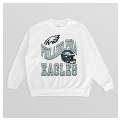 Philadelphia Eagles Gameday Couture Women's Oversized Hard Earned Premium Fleece Pullover Sweatshirt - White - NFL