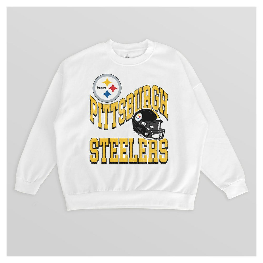 Pittsburgh Steelers Gameday Couture Women's Oversized Hard Earned Premium Fleece Pullover Sweatshirt - White - NFL