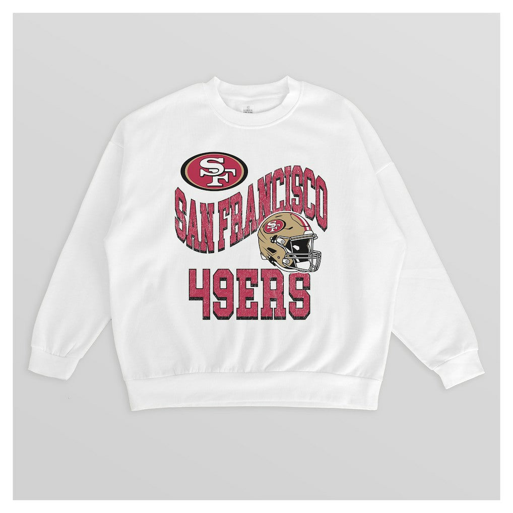 San Francisco 49ers Gameday Couture Women's Oversized Hard Earned Premium Fleece Pullover Sweatshirt - White - NFL