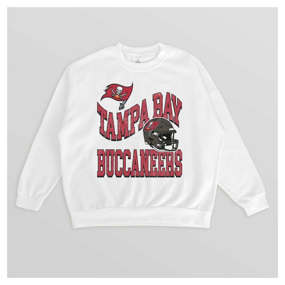 Tampa Bay Buccaneers Gameday Couture Women's Oversized Hard Earned Premium Fleece Pullover Sweatshirt - White - NFL