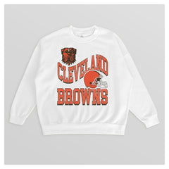 Cleveland Browns Gameday Couture Women's Oversized Hard Earned Premium Fleece Pullover Sweatshirt - White - NFL
