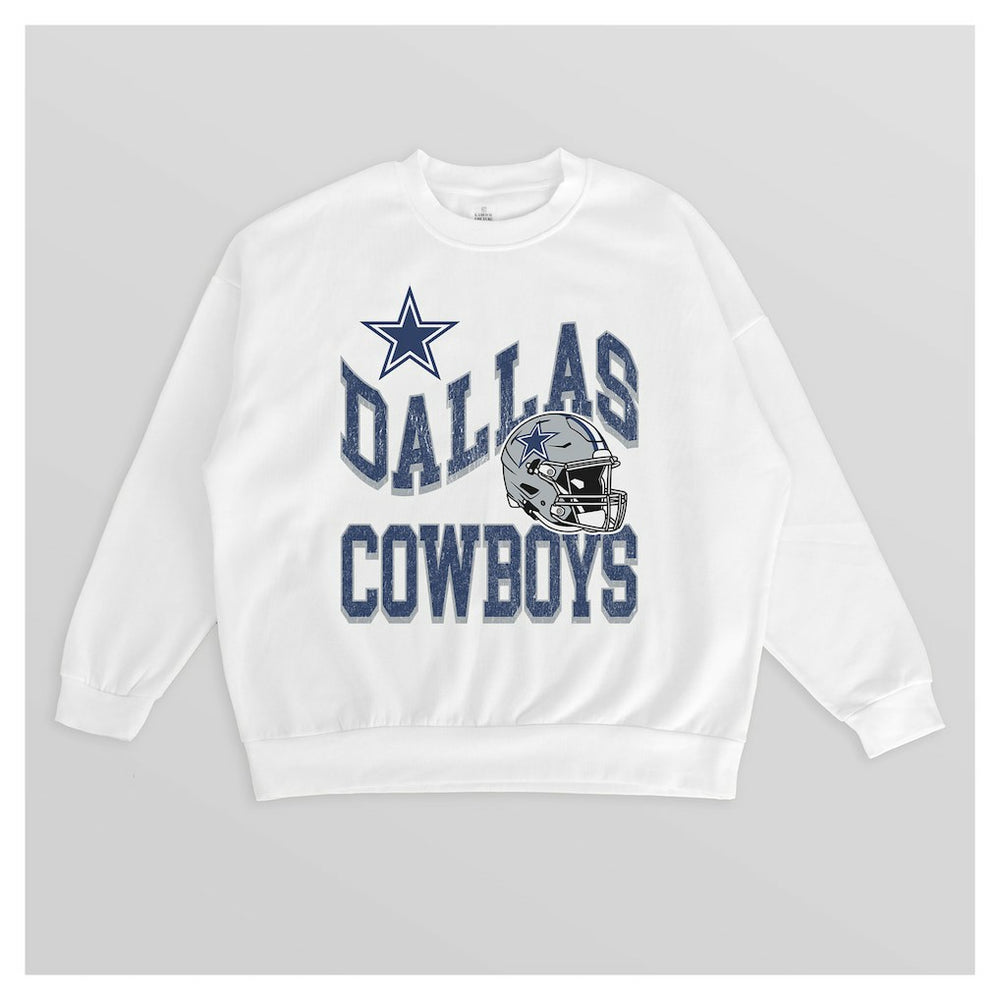 Dallas Cowboys Gameday Couture Women's Oversized Hard Earned Premium Fleece Pullover Sweatshirt - White - NFL