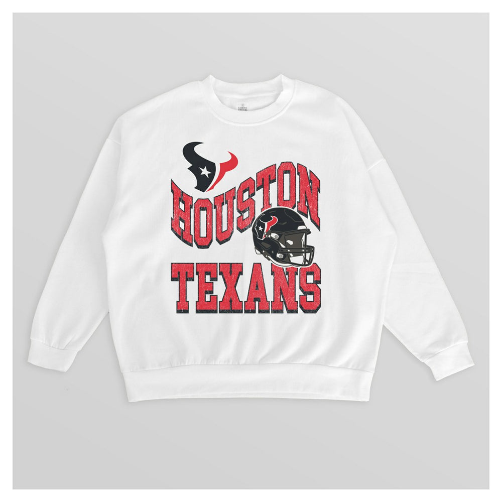 Houston Texans Gameday Couture Women's Oversized Hard Earned Premium Fleece Pullover Sweatshirt - White - NFL