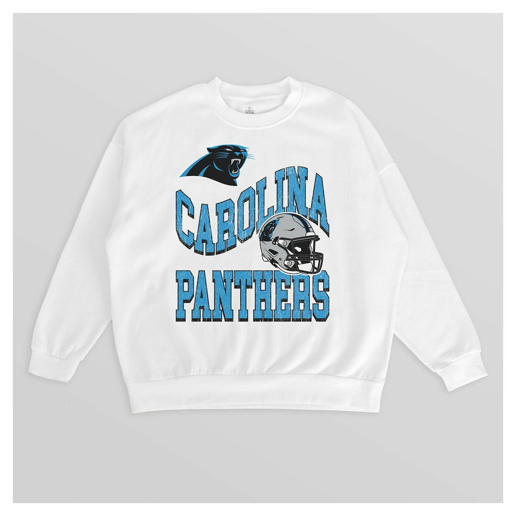 Carolina Panthers Gameday Couture Women's Oversized Hard Earned Premium Fleece Pullover Sweatshirt - White - NFL