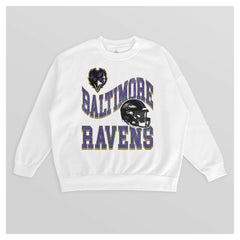 Baltimore Ravens Gameday Couture Women's Oversized Hard Earned Premium Fleece Pullover Sweatshirt - White - NFL