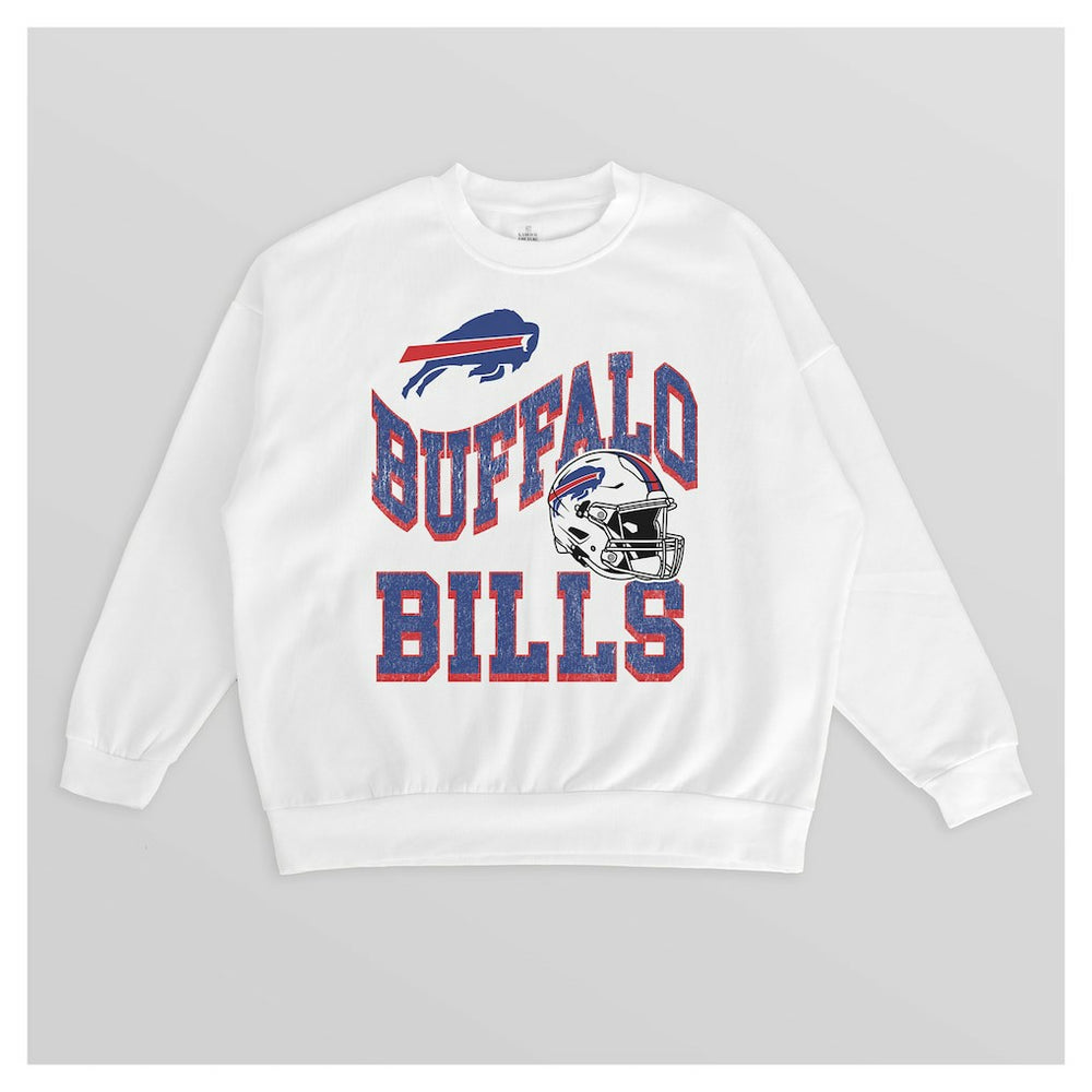 Buffalo Bills Gameday Couture Women's Oversized Hard Earned Premium Fleece Pullover Sweatshirt - White - NFL